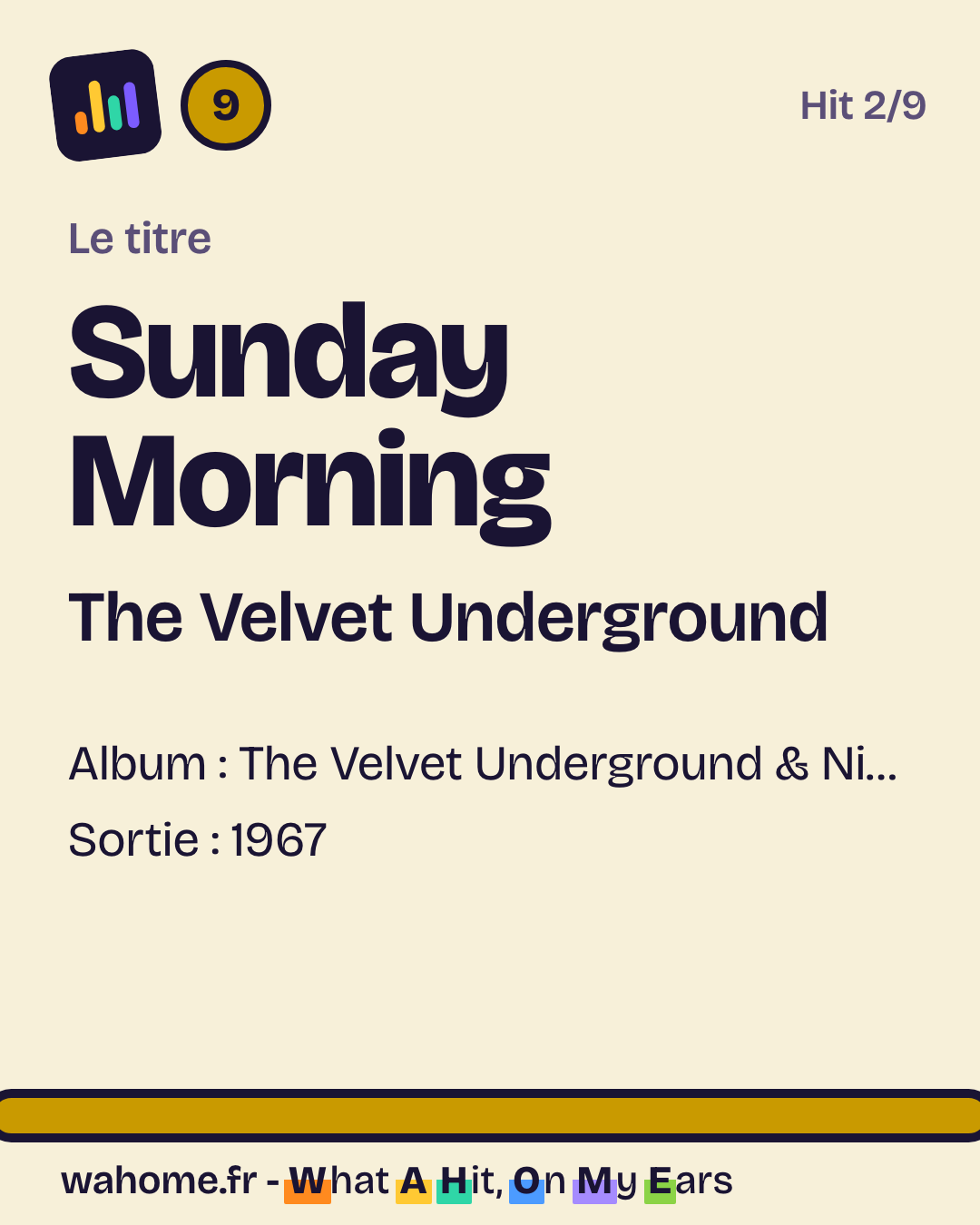 Slide 2 sur 5 : Sunday Morning, The Velvet Underground, le titre