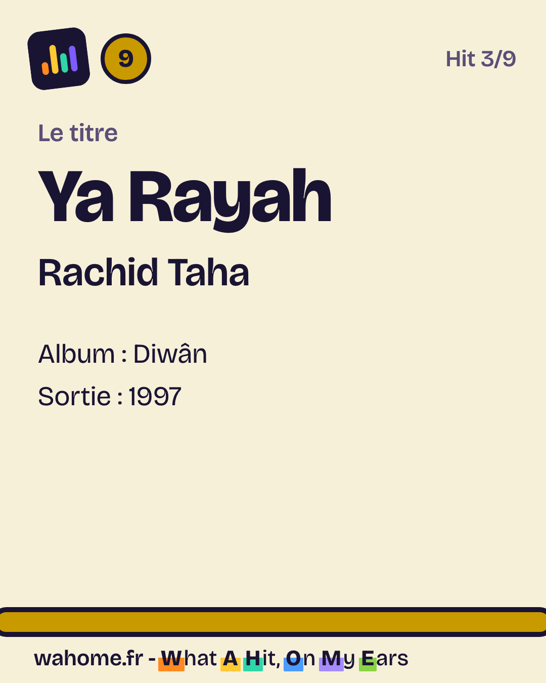 Slide 2 sur 5 : Ya Rayah, Rachid Taha, le titre