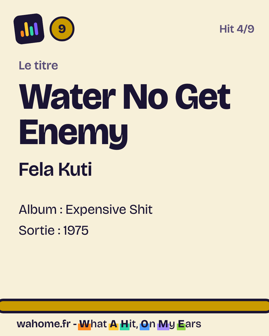 Slide 2 sur 5 : Water No Get Enemy, Fela Kuti, le titre