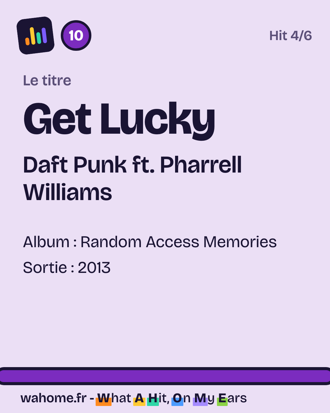 Slide 2 sur 5 : Get Lucky, Daft Punk ft. Pharrell Williams, le titre