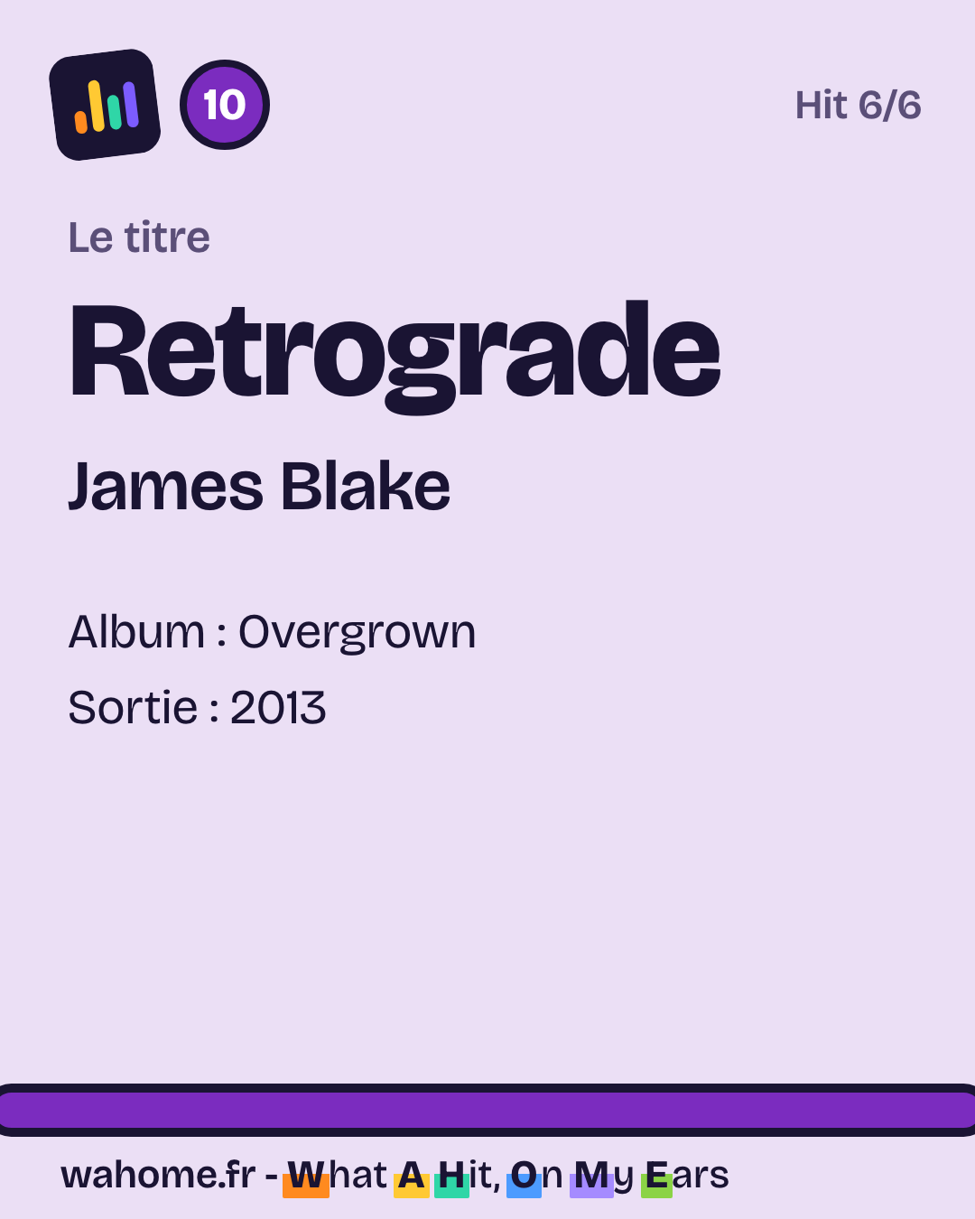 Slide 2 sur 5 : Retrograde, James Blake, le titre
